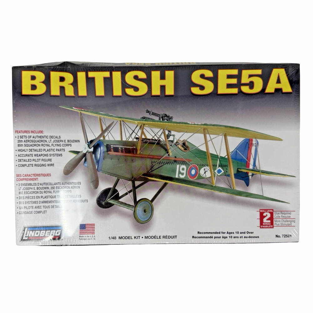 2007 Lindberg British SE5A Airplane 1:48 Scale Model Kit Sealed No. 72581